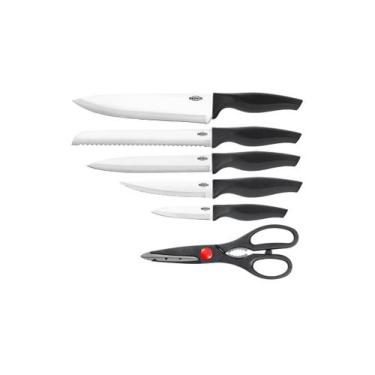 Imagem de Jogo facas 6 pcs cross preto brinox 5 facas e 1 tesoura 2556310
