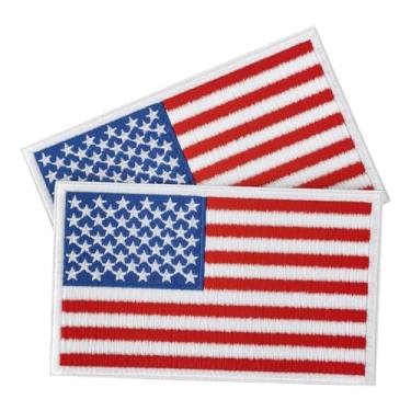 Imagem de CXWLJL 2 peças de emblema da bandeira americana de 12 x 7 cm, remendo tático militar para chapéus, bolsas, mochilas, coletes táticos - prata