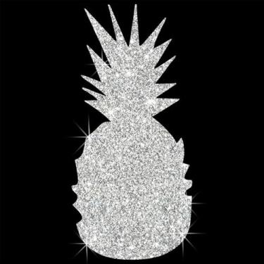 Imagem de Adesivo de decalque com glitter de PVC autoadesivo de abacaxi divertido cintilante para carros, laptops, motocicletas, parede, janela, bagagem, capa de arranhão, porta, multisuperfície (branco)