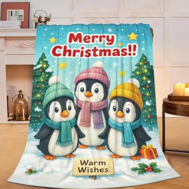 Imagem de Cobertor de pinguim, Feliz Natal, pinguins, macio, aconchegante, felpudo, quente, roupa de cama, berçário, cobertores de bebê, presentes para meninos, meninas, crianças, adultos, homens, mulheres, 101