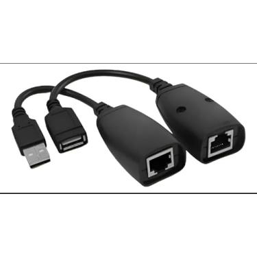 Imagem de Extensão USB com Adaptador RJ45 Ethernet, Cabo de Rede LAN, Conversor USB para Internet, Preto