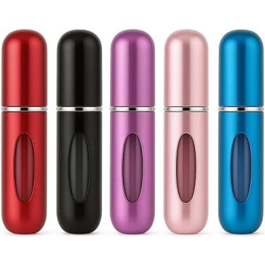 Imagem de Kit 5 Frascos Porta Perfume Recarregáveis Spray de Bolso 5ml – Mini Atomizador Portátil para Viagem, Bolsa ou Necessaire – Cores Sortidas Premium