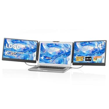 Imagem de LOSC Extensor de tela de laptop – Monitor portátil para laptop com painel IPS de 14 polegadas FHD 1080p monitor triplo para laptop para Windows, Mac, escritório, viagem de negócios (S2)