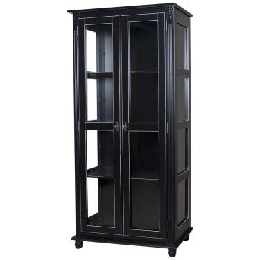 Imagem de Cristaleira Lateral Com 2 Portas de Vidro e 3 Prateleiras 301 Preta