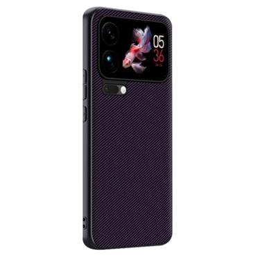 Imagem de HAOMRIYL Coldre para Xiaomi 17 Pro Max/17 Pro/17, capa de couro com textura de fibra de carbono, capa ultrafina de proteção contra quedas, roxo, 17 Pro Max