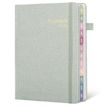 Imagem de Agenda 2026 semanal e mensal, janeiro de 2026 a dezembro de 2026, agenda agenda com abas coloridas mensais, bolso interno (14,7 cm x 21 cm, verde)