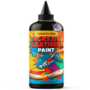 Imagem de ninesung Tinta acrílica de couro para pintura de sapatos - tinta de couro preta para decoração de bolsas e carteiras, bolsas, tênis, sapatos, cuidados com jaqueta de couro, artesanato DIY e projetos