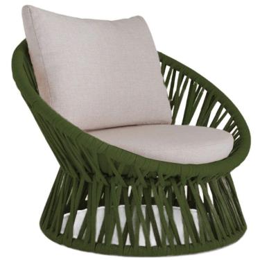 Imagem de Poltrona área Externa Monza Alumínio Pintura Corda Náutica Verde Musgo