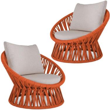 Imagem de 2 Poltrona área Externa Monza Alumínio Pintura Corda Náutica Terra Cota