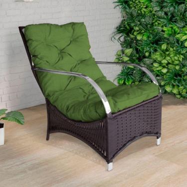 Imagem de Poltrona Roma Para área Externa De Alumínio E Fibra Sintética Tabaco-verde