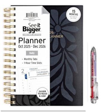 Imagem de PlanAhead Agenda diária vertical See it Maior Acadêmica de abril de 2021 – Junho de 2022, capa de material de vinil resistente, tamanho 15 x 23 cm, bônus de 3 meses azul-marinho