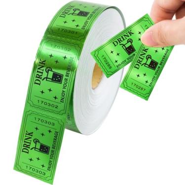 Imagem de Ceiba Tree 1000 peças de bilhetes de sorteio verde rolo único bilhetes de bebida para eventos, carnaval, festa, casamento, entretenimento