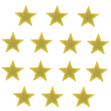 Imagem de 14 peças de apliques bordados com glitter estrela, apliques costurados, remendos decorativos, faça você mesmo, roupas, camisetas, calças, mochilas, chapéus, enfeites artesanais (dourado)