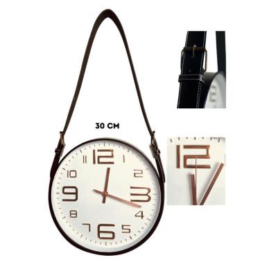 Imagem de Relógio De Parede 30 Com Com Alças De Couro Preto