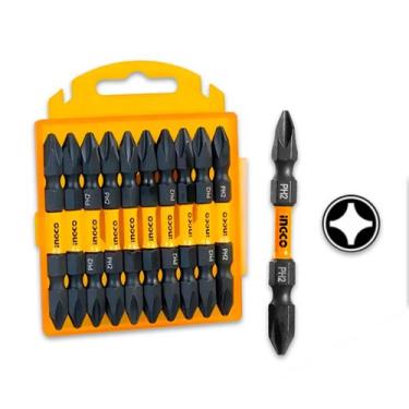 Imagem de Jogo De Bits PH2 INGCO 65MM Com Ponteira Dupla 10 Peças Aço S2 Tempera