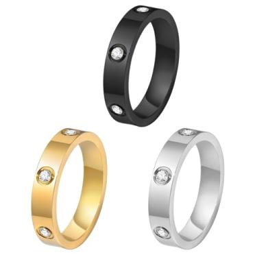 Imagem de Arthur Liu Conjunto de anéis de aço inoxidável empilháveis de zircônia cúbica banhados a ouro 14K para mulheres, Aço inoxidável, Sem pedra preciosa