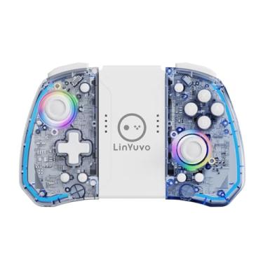 Imagem de Controle sem Fio para Nintendo Switch Hall Effect Joycon Bluetooth, RGB Azul-Transparente