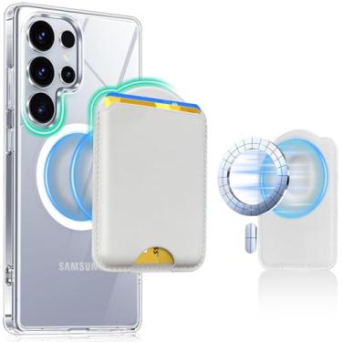 Imagem de Norllben Carteira MagSafe para Samsung Galaxy S25/S24 Series, Fold 7 com capa magnética, para iPhone 17/16/15/14/13/12 séries, porta-cartão magnético de couro com bloqueio de RFID, comporta 3 cartões