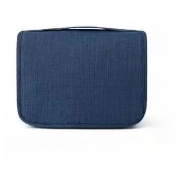 Imagem de Necessaire Organizadora Bolsa Portátil Feminina Para Maquiagem Para Viagem Higiene Pessoal Com Divisória Cabide (Azul Marinho)