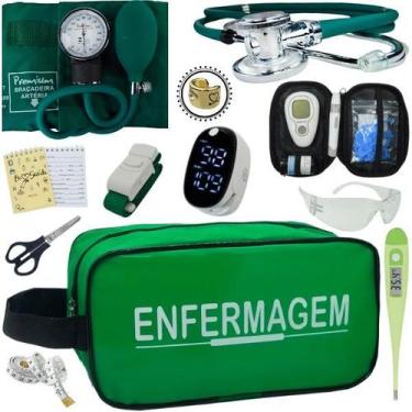 Imagem de Kit Enfermagem Aparelho de Pressão Estetoscópio Medidor Glicose Comple