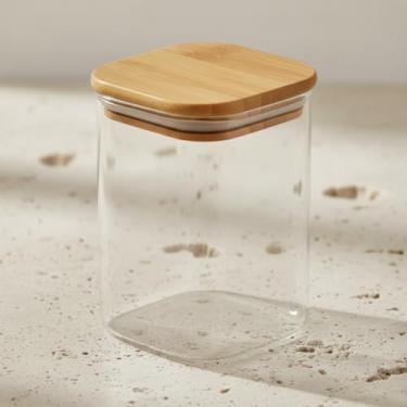 Imagem de Pote Hermético Quadrado de Vidro em Borossilicato 550ml com Tampa de Bambu