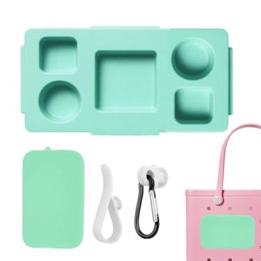 Imagem de Bolsa de praia com suporte de copo superior – bandeja de lanche para bebidas – organizador multifuncional de configuração rápida, suporte de telefone para passeios em família, estudantes, viagens