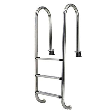 Imagem de Corrimão de piscina de 3 degraus de aço inoxidável 304 escada de piscina para tubo de piscina 94-113 cm espessura de parede 1 mm 113.4 kg capacidade de carga/prata/158 x 49,3 x 19 cm (prata 158 x 49,3