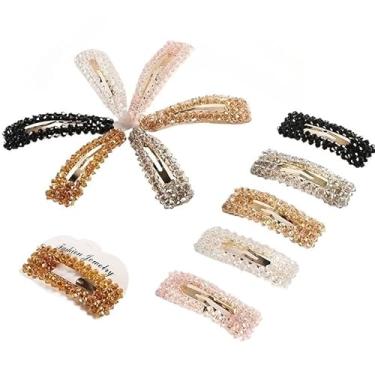 Imagem de TicTac de Cabelo com Cristal Brilhante Perolas Prendedor de Cabelo Elegante com Strass para Festas e Uso Diário(Cristal aleatorio,kit 12)