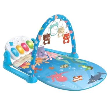 Imagem de Tapete de Atividades Musical com Piano e Arco de Brinquedos Interativos para Bebê (Azul)