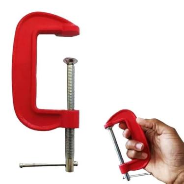 Imagem de Kit Grampo Marceneiro Tipo C Sargento (3 Peças) Jogo Completo Profissional – Presilha de Ferro Fundido 1", 2" e 3" para Fixação Segura em Bancada, Carpintaria e Serralheria