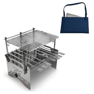 Imagem de Ecosul Metais - Churrasqueira Portátil Inox com Bolsa – Completa com Espetos e Grelha, Fácil de Montar