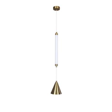 Imagem de Pendente Moderno Tubular Dourado 60cm Led 12W 3200K Bivolt 16206-PL