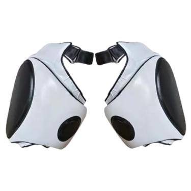 Imagem de KiBcsLic Protetores de coxa para Muay Thai, equipamento de treinamento, protetores de perna para chutes na coxa e nas pernas, ideais para treinos de sparring, Branco Preto