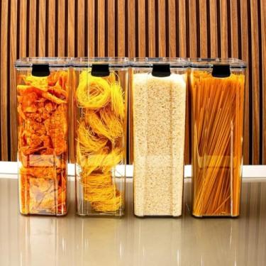Imagem de Monte seu Kit Pote Hermético para Mantimentos de Cozinha Dispensa Armário Plástico (4 Potes - 2,2 Litros)