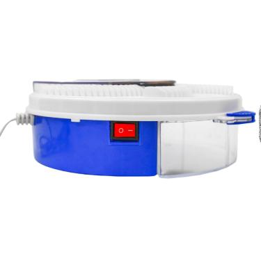 Imagem de Armadilha Elétrica Pega Moscas USB Silenciosa Giratória, Branco e Azul, 24cm Diâmetro, 4W, Plástico, 110v/220v
