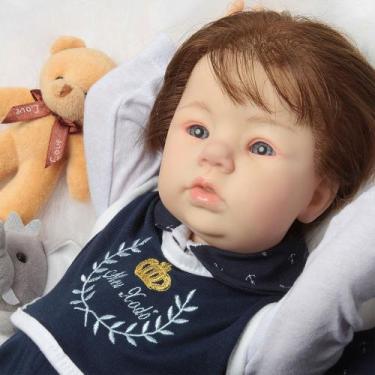 Imagem de Boneco Reborn Masculino 100% Silicone Fio a Fio Pode Molhar - Cegonha 