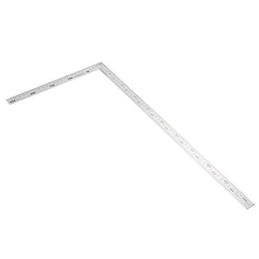 Imagem de Oumefar Régua quadrada de metal transferidor de escala dupla régua angular em forma de L régua quadrada de moldura ferramenta de medição de ângulo de aço inoxidável (500 mm x 250 mm)