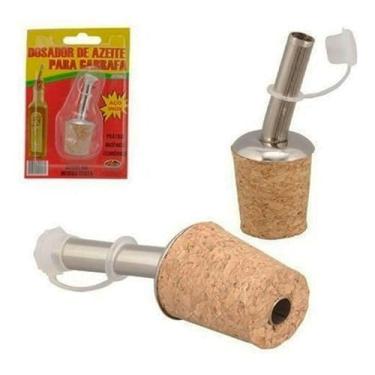 Imagem de Bico Dosador De Azeite Para Garrafa, Kit com 5 Unidades, Controle de Fluxo, Tampa de Cortiça, Aço Inoxidável, Evita Desperdício, 7 cm