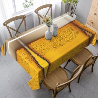 Imagem de Papel de parede de cerveja – Toalha de mesa impermeável 99 x 139 cm, tecido de camurça pêssego para jantares internos e eventos ao ar livre, resistente a manchas e sem rugas para festas