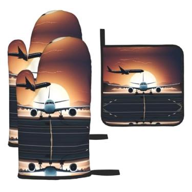 Imagem de Mochila Avião – Conjunto de cozinha essencial com 3 peças, luvas e aderência para tampa, proteção para churrasco no forno, design de armazenamento suspenso.