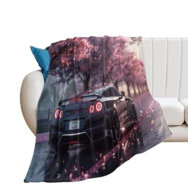 Imagem de HouLaiZhe Cobertor super macio flanela flores de cerejeira carro R35 cobertores leves refrescantes para sofá-cama cadeira sofá carro viagem ao ar livre leve quente 152 x 203 cm