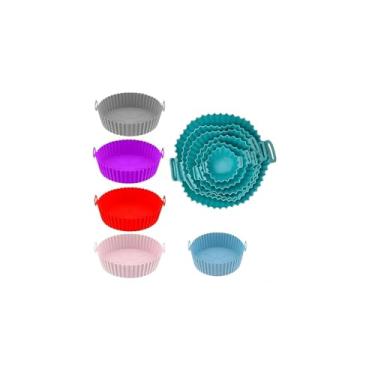 Imagem de Conjunto 6 Formas de Silicone Redondas com Alças, Sortidas, Resistente até 220°C, para Forno, Micro-ondas, Air Fryer e Freezer, 182g