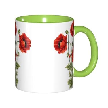 Imagem de Zeraoke Linda estampa de flores de papoula canecas de café criativas, personalizadas, presente para família, tamanho de 325 ml, unissex
