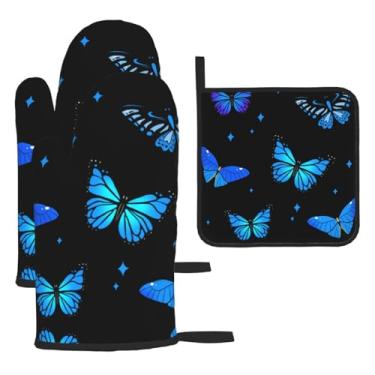 Imagem de Animais, plantas – Conjunto de cozinha essencial com 3 peças, luvas resistentes ao calor e aderência da tampa, proteção para churrasco no forno, design de armazenamento suspenso.