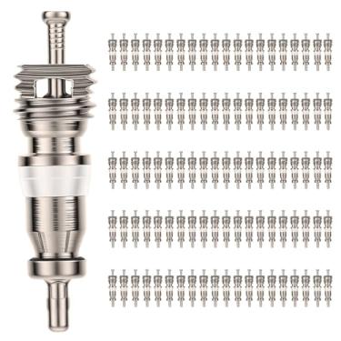 Imagem de Kit de núcleo de válvula de ar condicionado 100 peças de liga de alumínio cobre automotivo AC núcleos de válvula de alta pressão para série R12