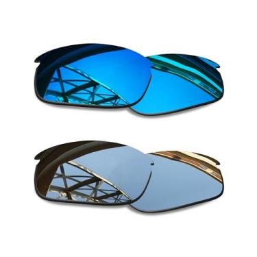 Imagem de SmartVLT Lentes de substituição masculinas de titânio azul gelo e prata para óculos de sol Oakley Bottlecap