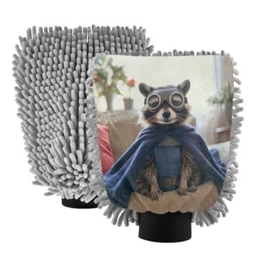 Imagem de STAYTOP Luvas de lavagem de carro de guaxinim, 2 peças, luvas de microfibra de chenille, sem arranhões, panos de esponja de lavagem ultra absorventes para carros, limpeza doméstica - L