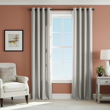Imagem de DECOLURE Cortinas blackout de linho blackout para quarto (52 x 96, cinza claro)