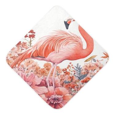 Imagem de Burbuja Flamingo Standing on Flowers Toalha de banho para bebê - Toalha com capuz de musselina macia e absorvente para recém-nascidos, 76 x 76 cm