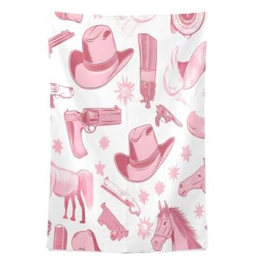 Imagem de STAYTOP Tapeçaria de parede com chapéu de cowboy norte-americano e arma, tapeçarias para decoração de casa, dormitório, sala de estar, quarto, tapete de parede (60 × 51 pol)